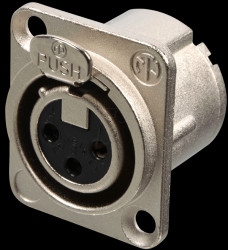 NC3FD-LX XLR panel jack, 3-pin, silver, nickel-plated, solder