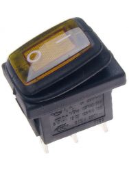 Przełącznik hermetyczny KCD3Y-12VDC 20A;podśw.LED żółty;4.8mm;ON-OFF;