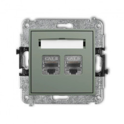 ICON Mechanizm gniazda komputerowego podwójnego 2xRJ45, kat. 8, ekranowany, 8-stykowy szałwiowy 61IGK-12