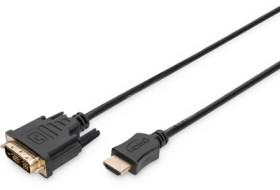 Adapter cable, 3 m, black, HDMI plug type A, straight to DVI-D Single Link (18+1) plug, straight, AK-330300-030-S