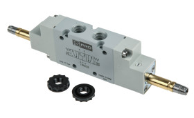 Pneumatyczne zawory elektromagnetyczne RS PRO 5/3 PC G 1/4 12 V dc, 24 V ac/dc, 110 V ac, 220 V ac 5/3 portowy 1/4in