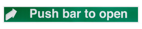 Znak, Poliester winylowy, Green, White, Push Bar To Open-Tekst Angielski, Tak Znak