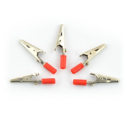 Złącze krokodylkowe 51mm bez izolacji czerwone - 5szt.