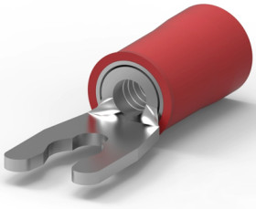 Insulated forked cable lug, 0.3-1.42 mm², AWG 22 to 16, M3, red, 52928