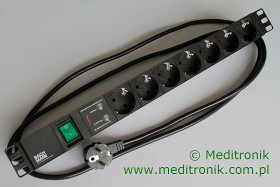 IT listwa zasil. PDU Basic 1HE z ochr.przep. 19" 7x gn.Schuko 1xprzeł. zas