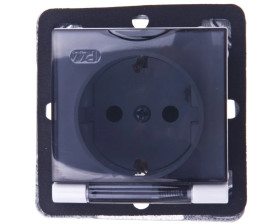 IMPRESJA Gniazdo bryzgoszczelne z/u Schuko IP44 z przesłonami klapka przezroczysta białe GPH-1YSP/m/00/d