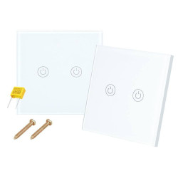 Włącznik dotykowy biały szklany Schodowy podwójny, nadajnik + odbiornik