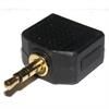 Przejście 3,5 wtyk stereo - 2x3,5 gniazdo stereo złote AC-012G