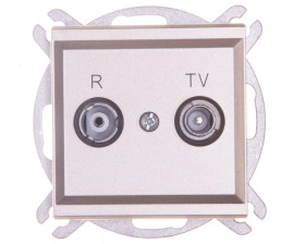 SONATA Gniazdo antenowe RTV przelotowe 14dB szampański złoty GPA-14RP/m/39