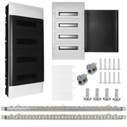 Rozdzielnica podtynkowa PRACTIBOX 4x18 modułów IP40 761x432x72mm drzwi transparentne dymne LEGRAND