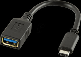 CU0098 USB 3.0 C plug > 3.0 A socket, black, 0.15 m