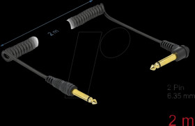 85939 Coiled cable6,35 mm 2 Pin Jack ma. &gt; fe., 2 m