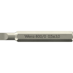 Wera 05058105001 800/0 Micro Bits Slotted Screws 0.50 x 3 x 30mm 4mm Hex Drive