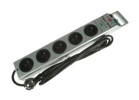 Przedłużacz 2.5m 5 gniazda Przedłużacz z gniazdami typ Typ E - gniazdo francuskie CEE 7/7 niemieckie Schuko/francuskie