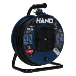 Przedłużacz budowlany zwijany na bębnie Rozgałęźnik na 4 gniazda 2P+Z 230V IP44 na kablu OW 3x2,5mm2 40m HAND