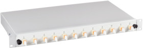 Splice box, 12 x 50/125 OM3, 12 x E2000, (W x H x D) 483 x 44.5 x 244 mm, gray, BA71503.12OM3