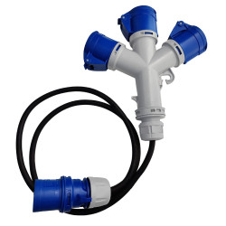 Marlanvil Rozgałęźnik kempingowy CEE 3x 16A 3P 230V rozdzielacz prądu z przewodem 1,5m IP44 6.80130.1