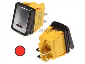 Przeł. stabilny czerwony 30A/250V; IP67; srebrny