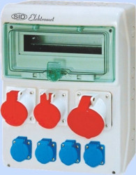 Rozdzielnica RSS-04 okienko 12 modułów okablowana 1x63A 3P+N+Z 400V, 2x32A 3P+N+Z 400V, 4x16A 2P+Z 250V IP44 942041