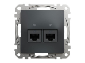 SEDNA DESIGN & ELEMENTS Gniazdo komputerowe 2xRJ45 kat.6 UTP czarny antracyt SDD114462 SCHNEIDER ELECTRIC