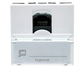 MOSAIC Gniazdo komputerowe pojedyncze RJ45 kat.6 UTP z polem opisowym białe 076564