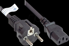 P0030-S010 power cord type E+F CEE 7/7 to C13 , black, 0,75 mm², 1 m