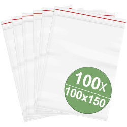 Quadrios 23Sa059 Grip Seal Bags 100mm X 150mm Transparent Polyethylene 100Pieces