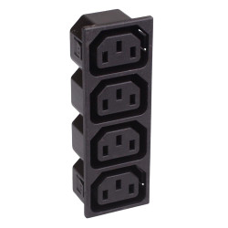 4 Way C13 IEC Snap-Fit Outlet Connector 10A