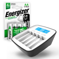 ZESTAW Ładowarka akumulatorków Ni-MH everActive NC-1000M + 4x Akumulatorki R6 ENERGIZER POWER PLUS 2000 HR6