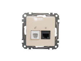 SEDNA DESIGN & ELEMENTS Gniazdo komputerowo-telefoniczne (RJ45 kat.5e UTP+RJ11) beż SDD112458 SCHNEIDER ELECTRIC