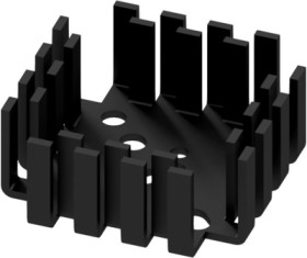 Finger shaped heatsink, (L x W x H) 42 x 42 x 17 mm, 6.8 K/W, black anodized, 10034985