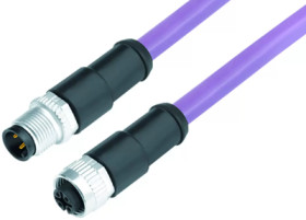 Sensor actuator cable, M12-cable plug, straight to M12-cable socket, straight, 5 pole, 2 m, PUR, purple, 4 A, 77 2530 2529 50705