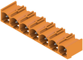 Pin header, 7 pole, pitch 7.62 mm, angled, orange, 1472540000