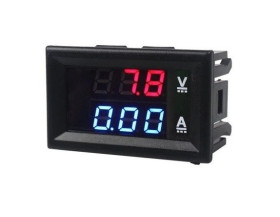 0-100V 10A DC Voltmeter and Ammeter ver. V2.0 - 0.56 'Red / Blue in Housing
