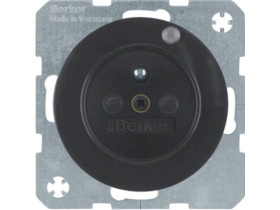 BERKER R.1/R.3 Gniazdo z uziemieniem i diodą kontrolną LED czarny połysk 6765092045 HAGER