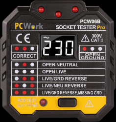 202541 PCW06B socket tester, with RCD Test and LCD display
