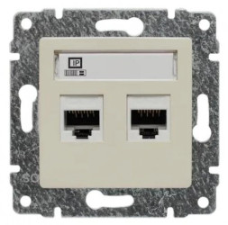 VENA Gniazdo komputerowe podwójne 2xRJ45 kat.5e nieekranowane krem 510367
