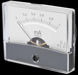Moving coil meter, 1.0 mA, W: 60 mm, H: 46 mm