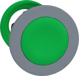 Pushbutton, unlabeled, unlit, groping, waistband round, green, front ring light gray, mounting Ø 30.5 mm, ZB5FA3C0