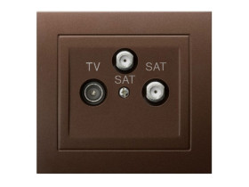 KIER Gniazdo antenowe RTV-SAT z dwoma wyjściami SAT brązowy metalik GPA-W2S/52 OSPEL