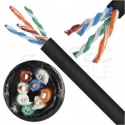 Kabel sieciowy U/UTP kat.5e skrętka 4x2x0,5mm zewnętrzny żelowany PE czarny NEKU