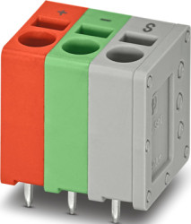 PCB terminal, 3 pole, pitch 5 mm, AWG 24-14, 22 A, push-in, multicoloured, 1161105