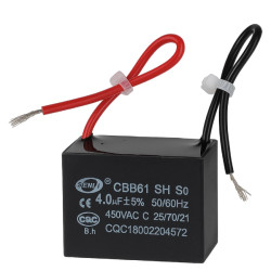 Kondensator rozruchowy CBB61 4.0uF 450VAC do silników - z przewodami