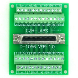 CZH-LABS 50-pin 0.05&quot; Mini D Ribbon/MDR Female Breakout Board, SCSI, Terminal Module.