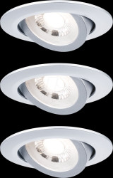 93389 Recessed light, 6 W, 3000 K, 70°, round, matt chrome, set of 3