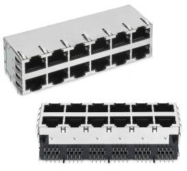 Złącze RJ45, 615064 Złącze RJ45 Żeńskie Do montażu na płytce drukowanej Cat3 Wurth Elektronik Brąz z powłoką niklu