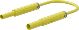 Safety measuring lead with (4 mm lamella plug, straight) to (4 mm socket, straight), 0.5 m, yellow, silicone, 1.0 mm², CAT IV, 6
