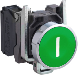 Pushbutton, unlit, groping, 1 Form A (N/O), waistband round, green, front ring silver, mounting Ø 22 mm, XB4BA3311