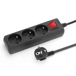 Przedłużacz sieciowy 3 gn. 5m z przeł. czarny MT118B-5 MONTIS