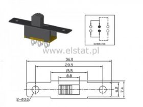 Przełącznik suwakowy 2-poz 2-tory 6p h=5mm